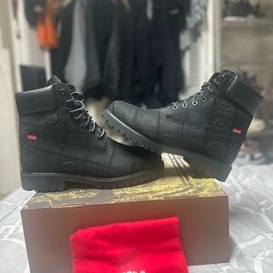 Size 9 - Supreme Timberland 6" Premium Waterproof Boot Black New SHIPS FAST